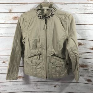 Chico’s Khaki Studded Collar Jacket